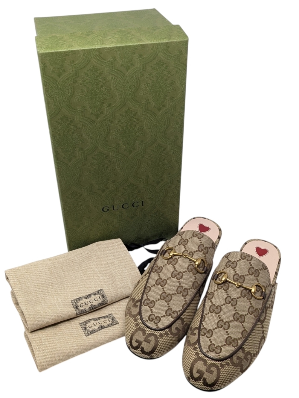NIB Gucci Princetown Jumbo GG Monogram Horsebit Jacquard Loafer Mule Size EU 40
